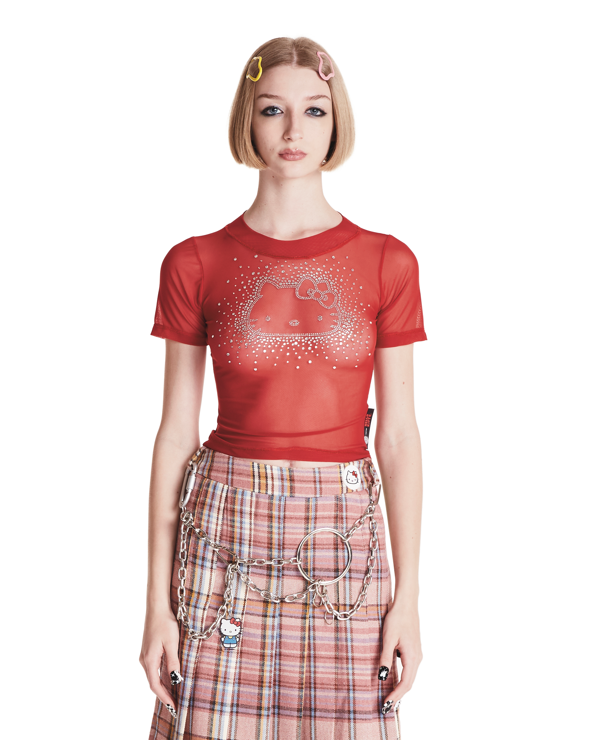 BABY TEE TULE HELLO KITTY - VERMELHO
