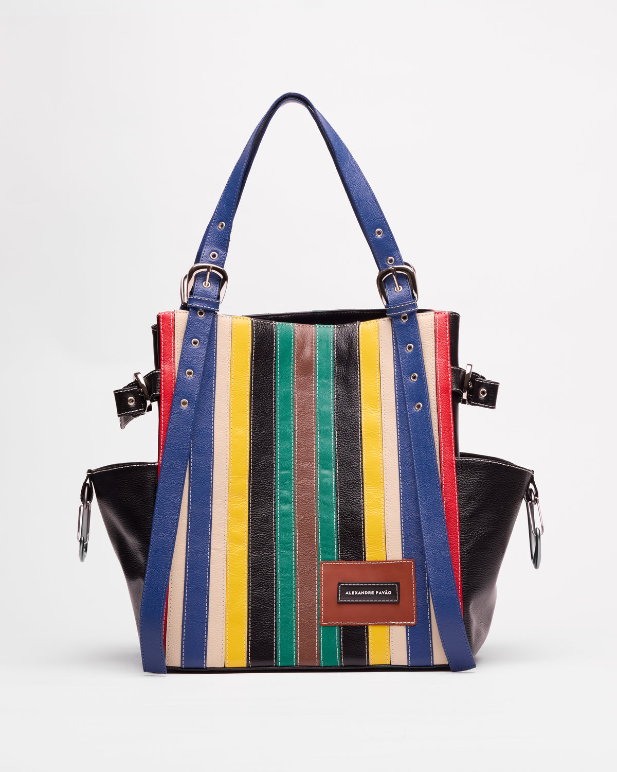 Shirley Tote Bag Couro - Multi Stripes