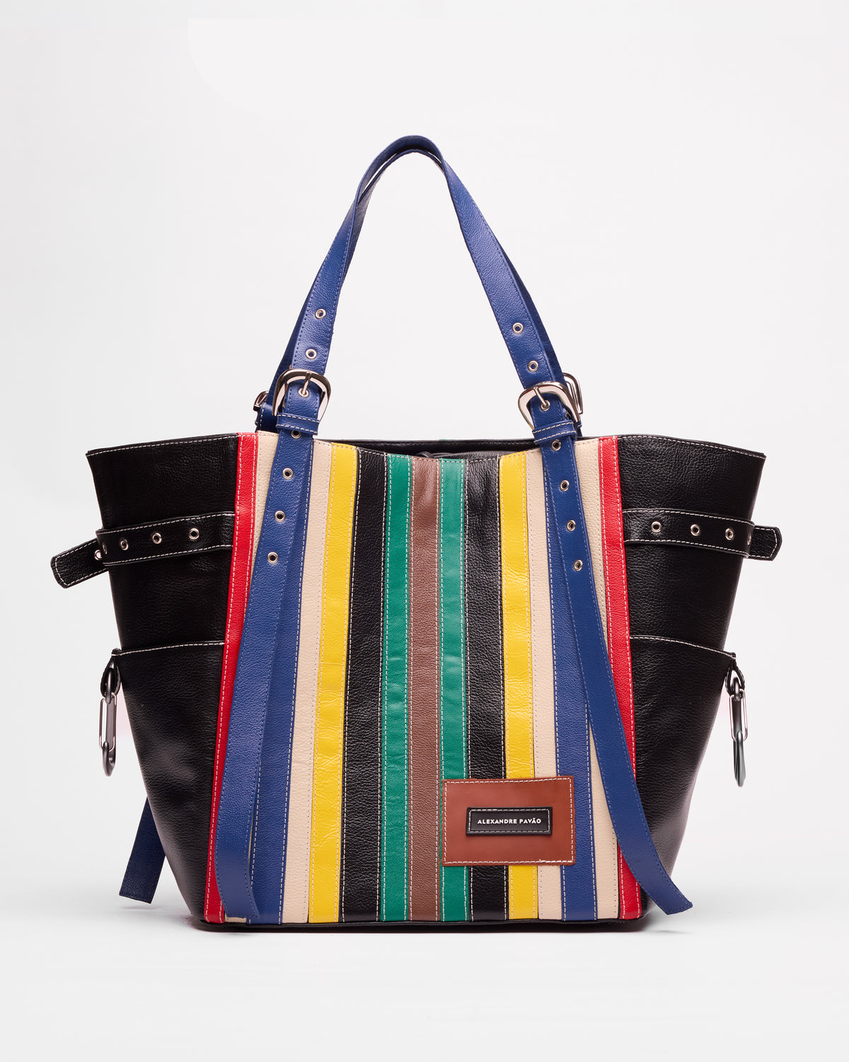 Shirley Tote Bag Couro - Multi Stripes