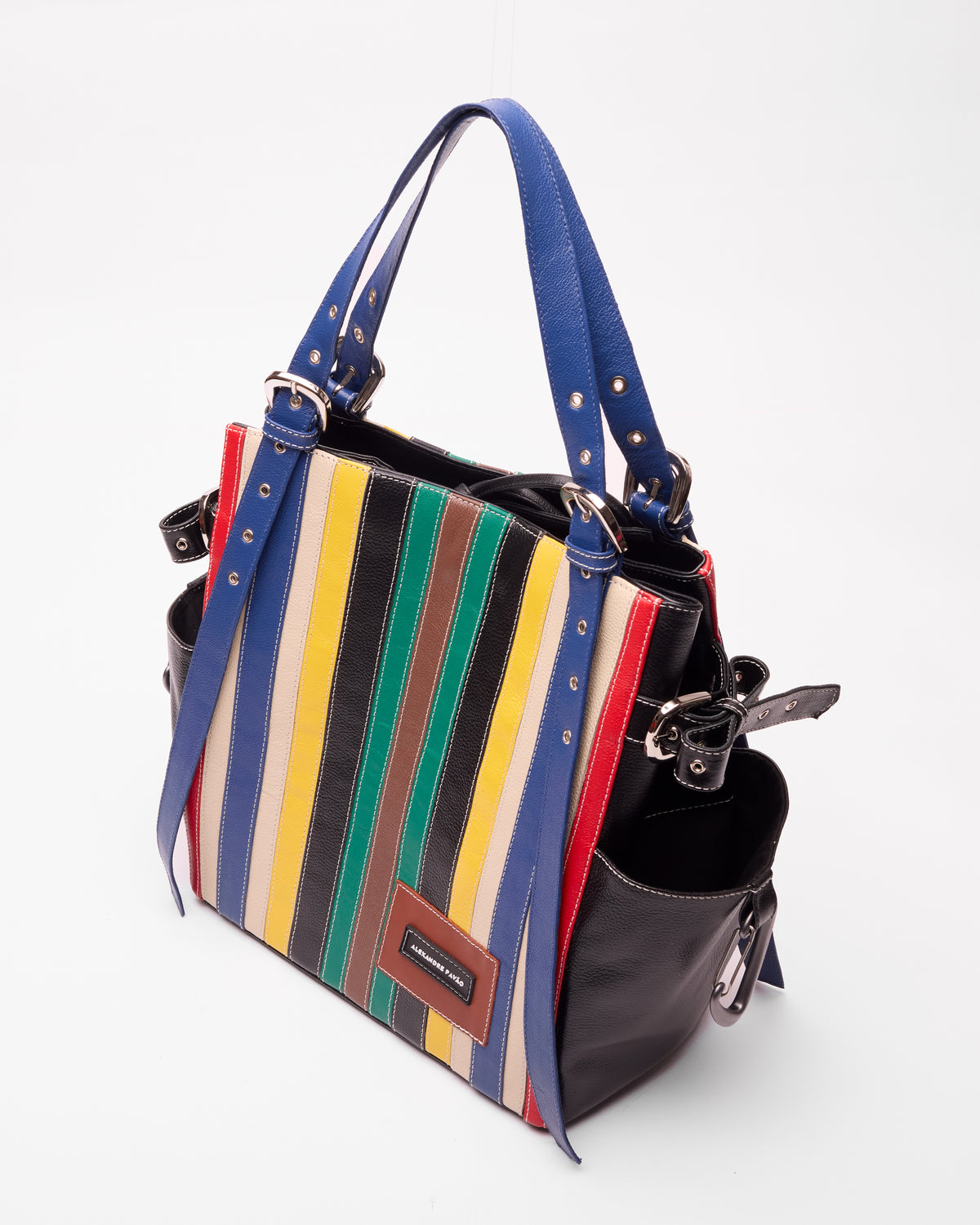 Shirley Tote Bag Couro - Multi Stripes