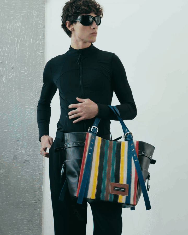 Shirley Tote Bag Couro - Multi Stripes