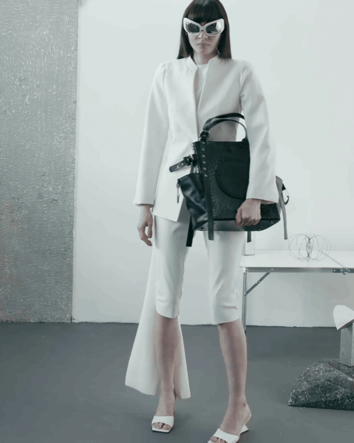 Shirley Tote Bag Couro - Preto Ostrich Verniz